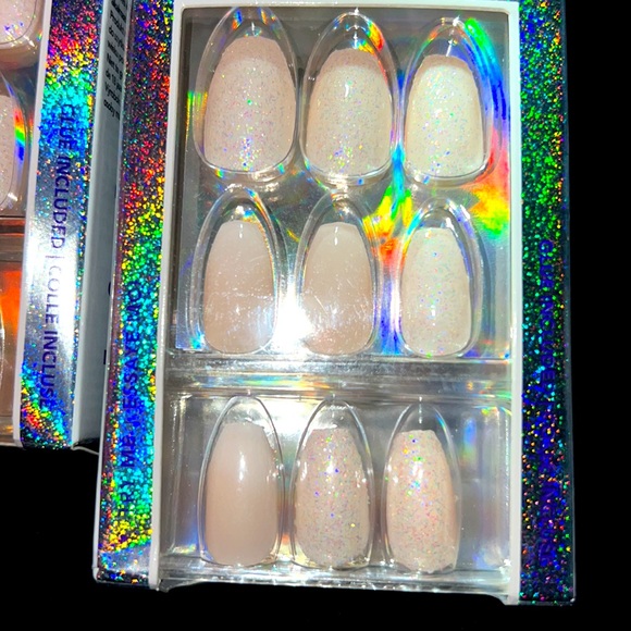 SALE 2 BOXES Matching Sets PRESS ON Nails Glossy Glitter Frosted Coffin Nails - Picture 7 of 13